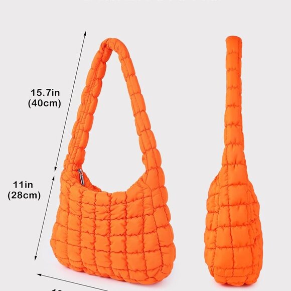 Puffer Quilted Shoulder Bag for Women Puffy Bubble Tote Bag Lightweight Nylon Ha - Picture 4 of 6